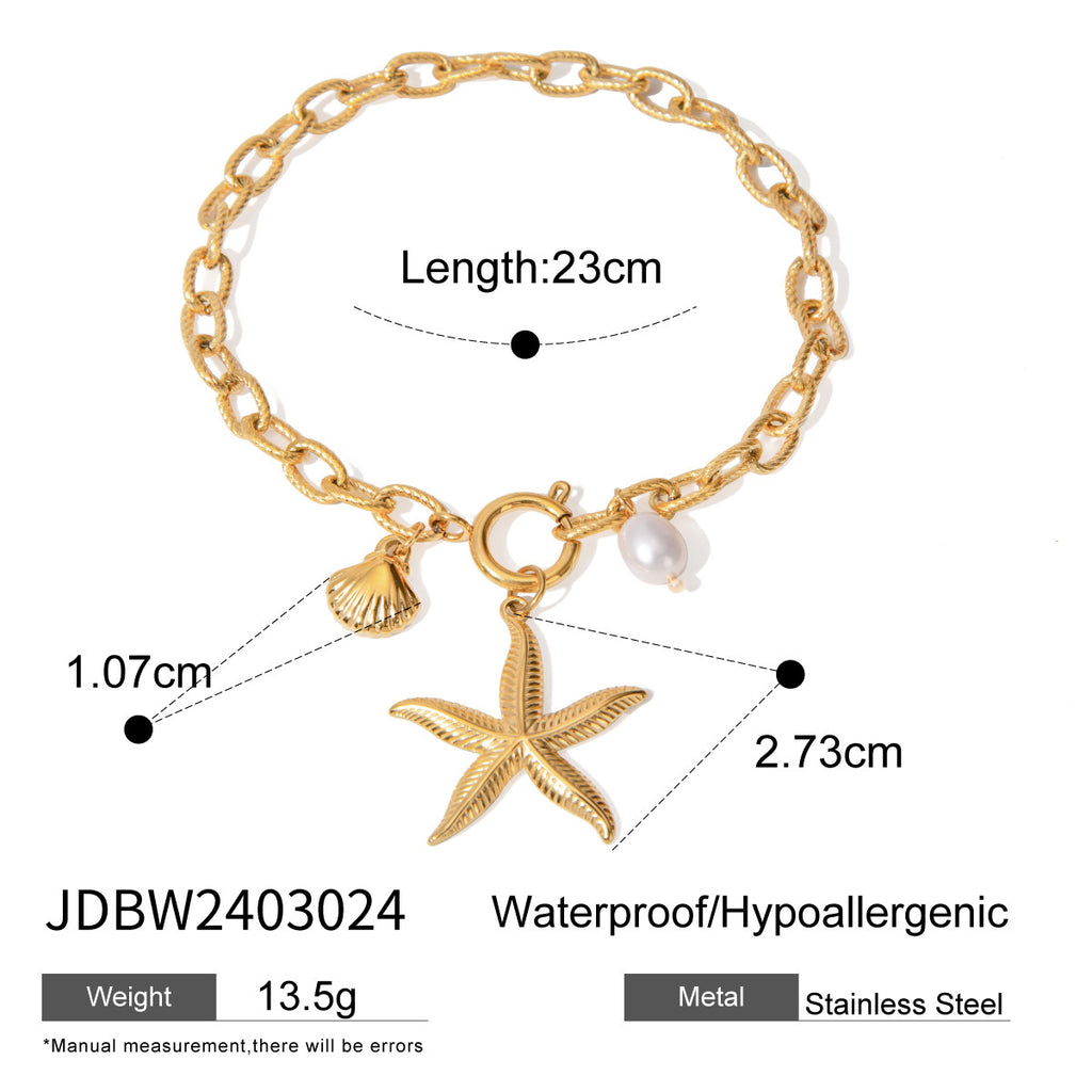 Stainless Steel Starfish Beach Bracelet for Women