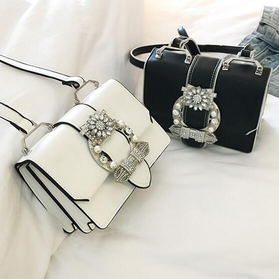 Women's Designer PU Leather Handbag – Diamond Lock Shoulder Bag