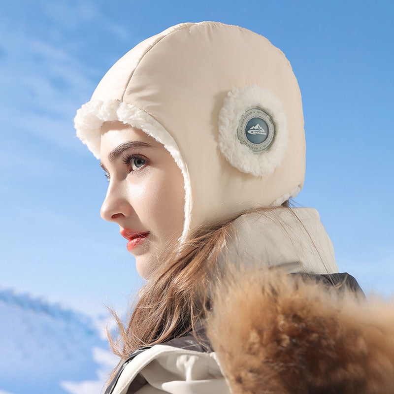 Women's Down Plush Winter Hat – Windproof, Waterproof, Ear-Protective, Warm Cycling Cap