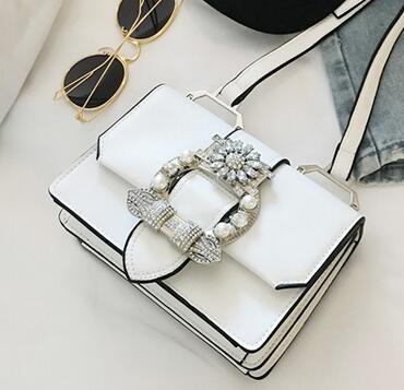 Women's Designer PU Leather Handbag – Diamond Lock Shoulder Bag