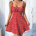 Women's Floral Spaghetti Strap Boho Mini Dress
