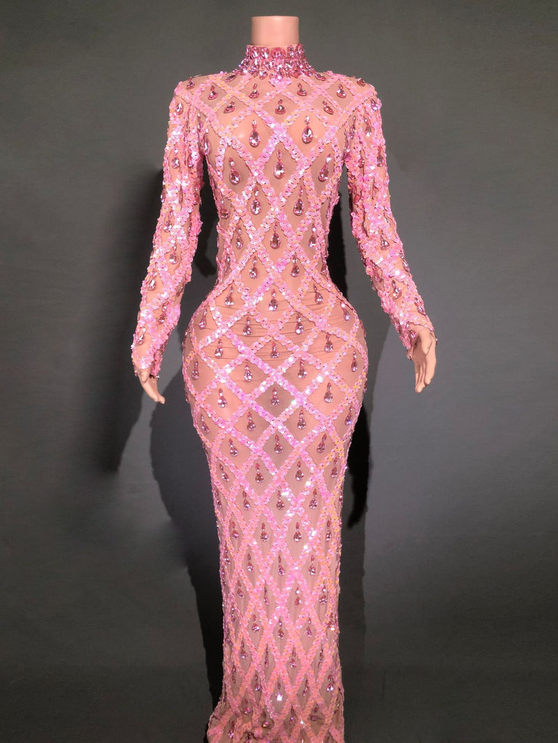 Shiny Rhinestone Women's Evening Party Formal Dress