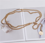 Women's Dress with Thin Belt & Chain Detail