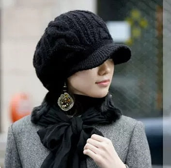 Warm Wool Knitted Fleece Hat
