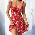 Women's Floral Spaghetti Strap Boho Mini Dress