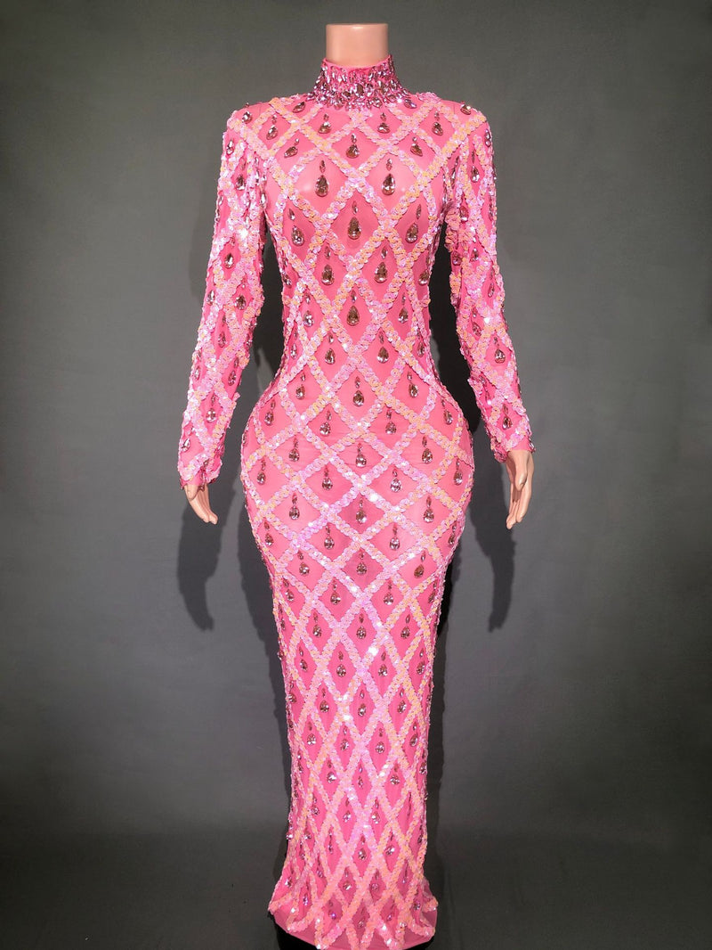 Shiny Rhinestone Women's Evening Party Formal Dress