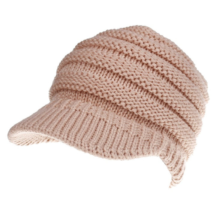 Women's Ponytail Beanie – Soft Knitted Autumn/Winter Skull Cap