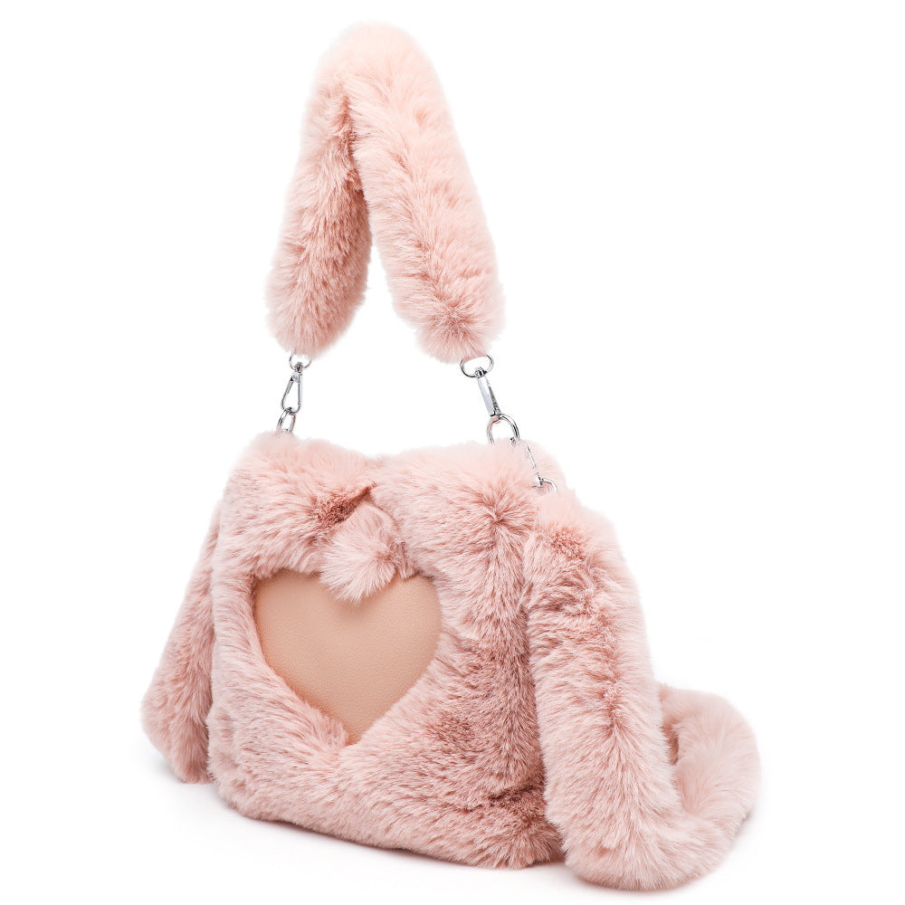 Women's Fluffy Plush Shoulder Tote – Autumn/Winter Handbag