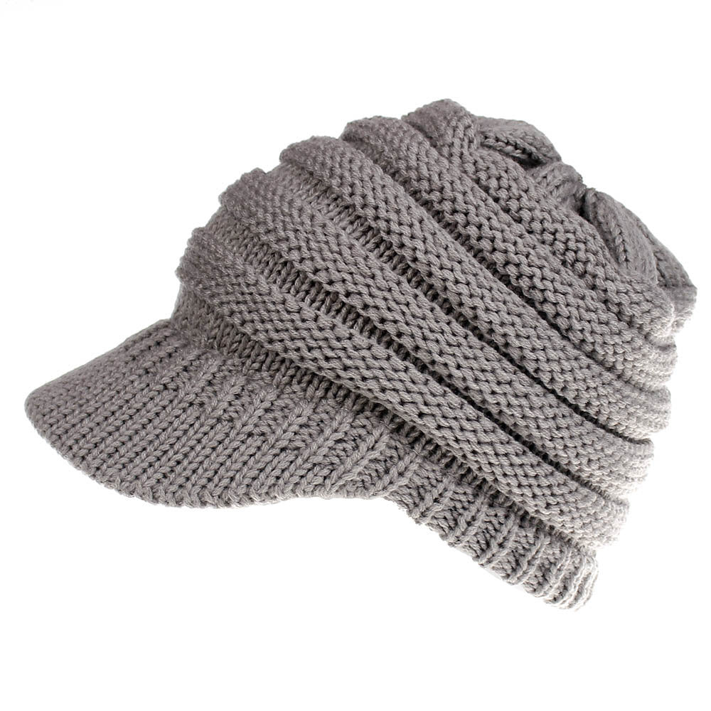 Women's Ponytail Beanie – Soft Knitted Autumn/Winter Skull Cap