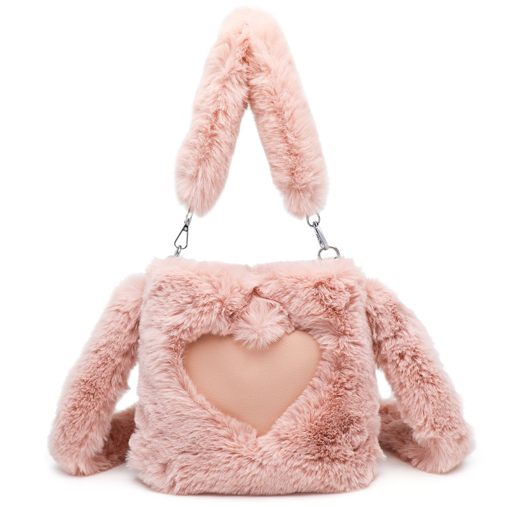 Women's Fluffy Plush Shoulder Tote – Autumn/Winter Handbag