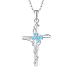 Sterling Silver Cross Zircon Necklace for Women
