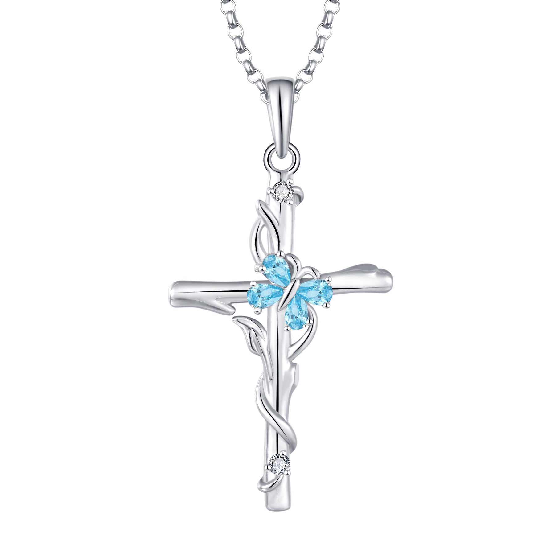 Sterling Silver Cross Zircon Necklace for Women
