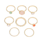 Colorful Stone Metallic Rings for Women