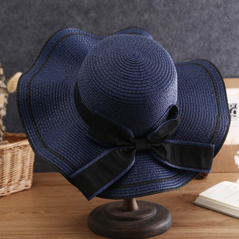 Women's Summer Straw Sun Hat – Foldable Fashion Bow Beach & Travel Cap