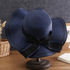 Women's Summer Straw Sun Hat – Foldable Fashion Bow Beach & Travel Cap