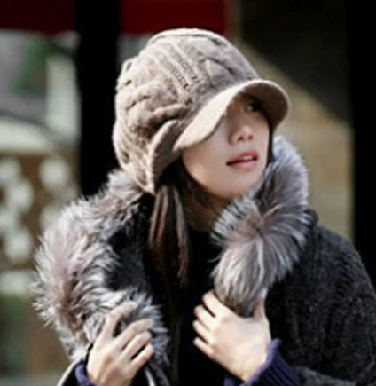 Warm Wool Knitted Fleece Hat