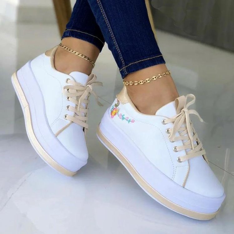 Women's Floral Embroidered Platform Sneakers
