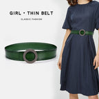 Women's Green Leather No-Hole Belt