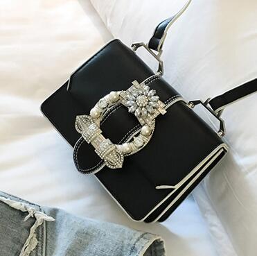 Women's Designer PU Leather Handbag – Diamond Lock Shoulder Bag