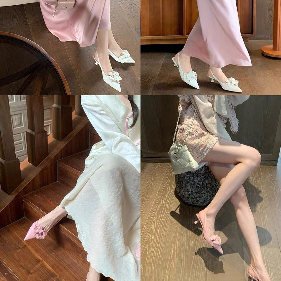 Women's Low-Cut Pointed Hollow Flower High Heels