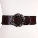 Women's Green Leather No-Hole Belt