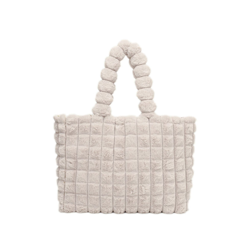 Women's Winter Plaid Plush Tote – High-Capacity Handbag
