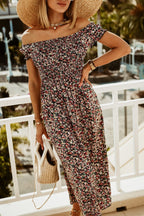 Summer Off Shoulder Boho Print Dress