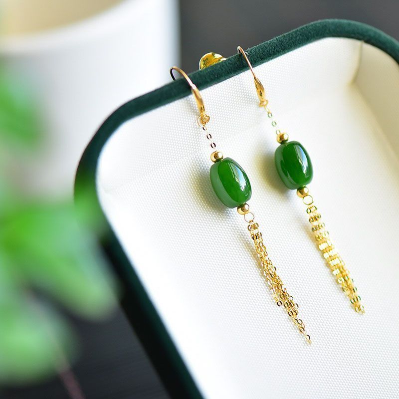Oval Spinach Green Earrings for Women