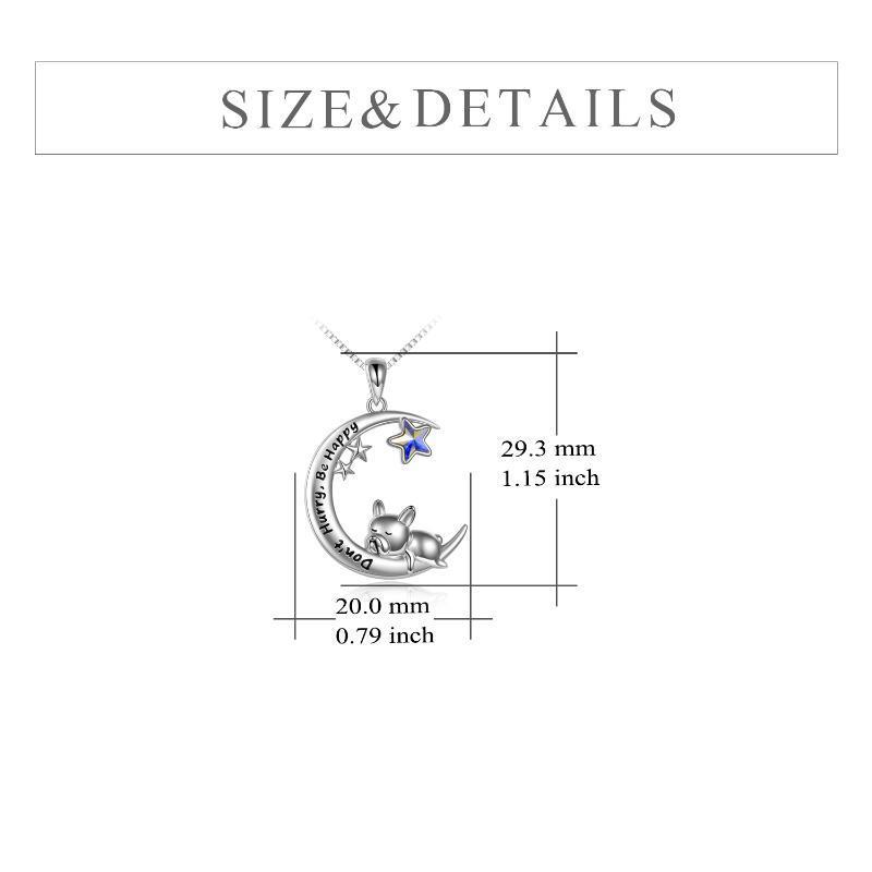 Sterling Silver Bulldog Moon Pendant Necklace