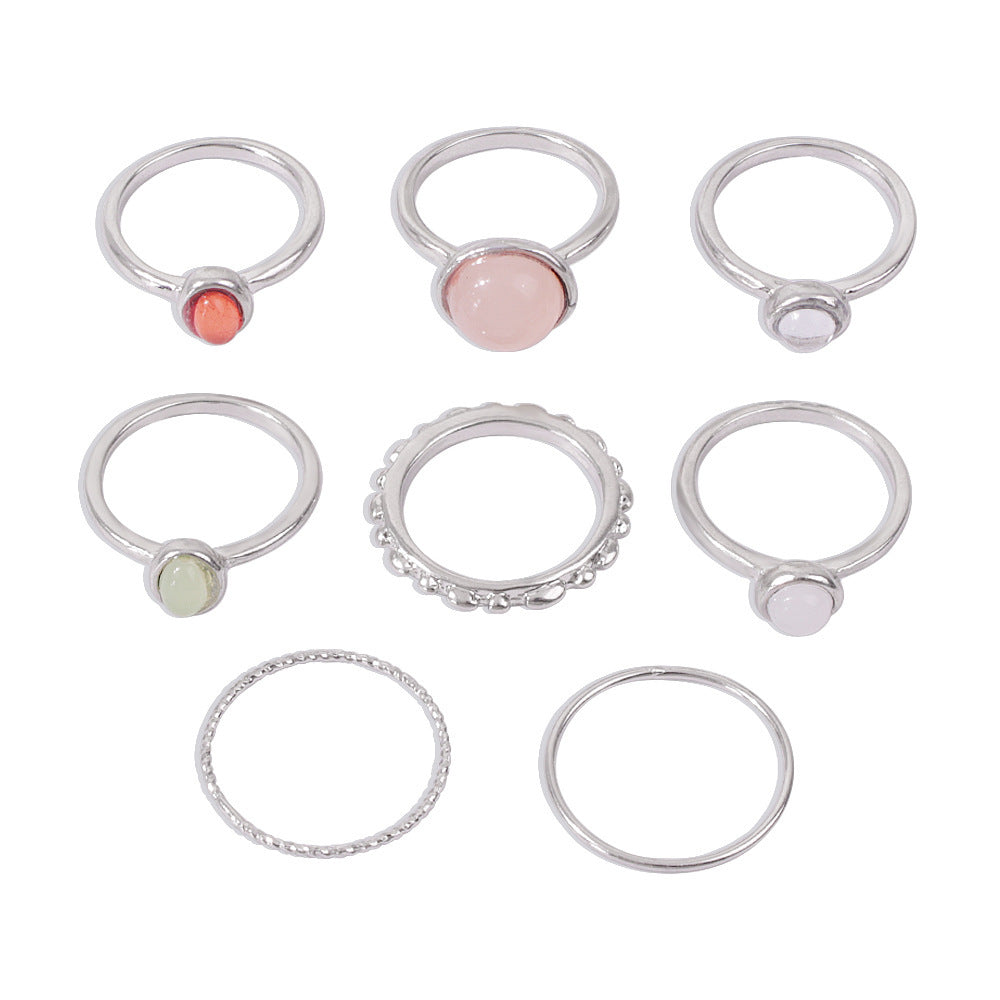 Colorful Stone Metallic Rings for Women