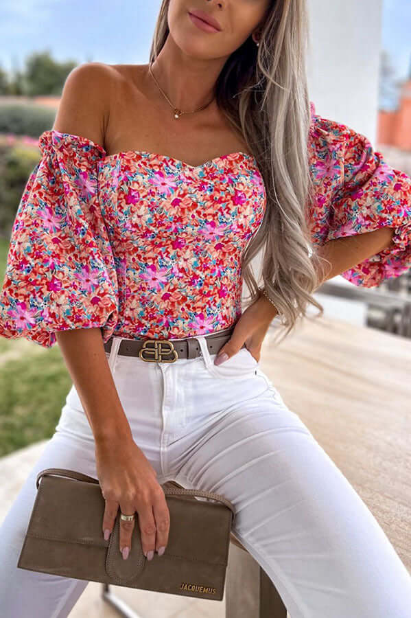 Women's Boho Print Short Sleeve Top