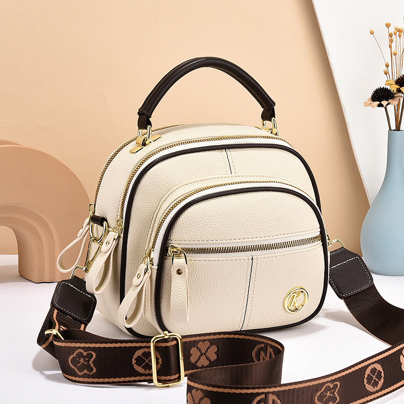 Women's Versatile Small Square Crossbody Bag – Multi-Zipper Shoulder Handbag