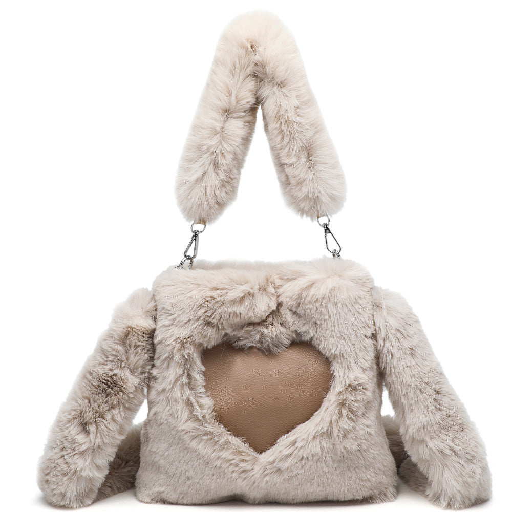 Women's Fluffy Plush Shoulder Tote – Autumn/Winter Handbag