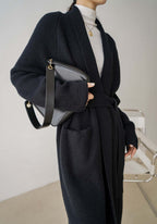 Thicken Bathrobe Belt Alpaca Wool Loose Big Sweater Knitted Cardigan Mid-length Coat Women