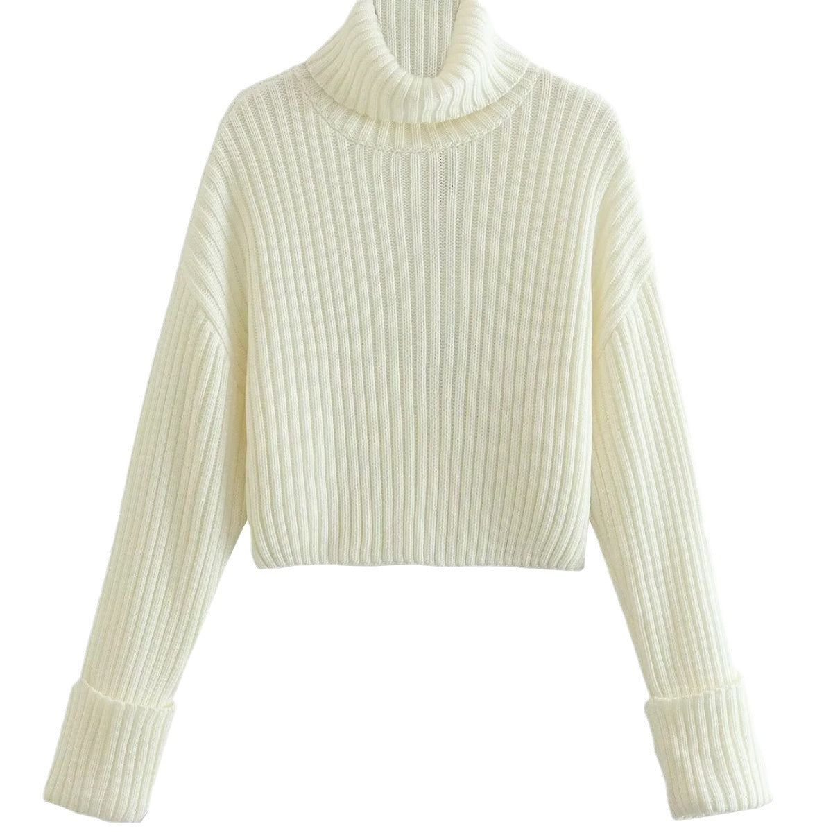 Striped Short Turtleneck Sweater