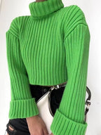 Striped Short Turtleneck Sweater
