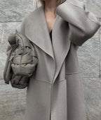 Lapel Coat Double-sided Wool Cashmere Side Split Long Coat For Women