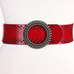 Women's Green Leather No-Hole Belt