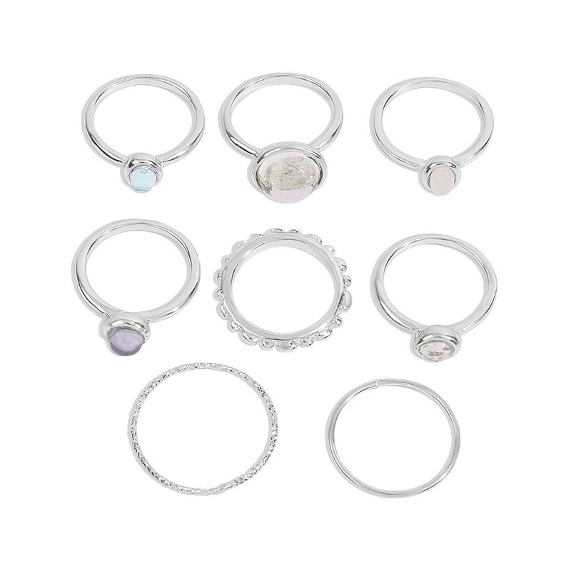 Colorful Stone Metallic Rings for Women