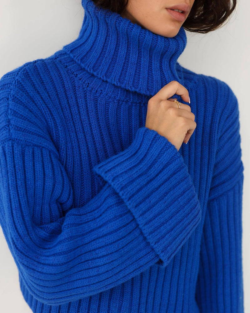 Striped Short Turtleneck Sweater