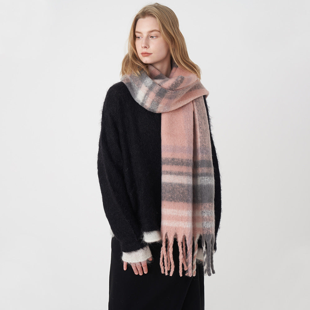 Classic European & American Plaid Cashmere-Feel Scarf