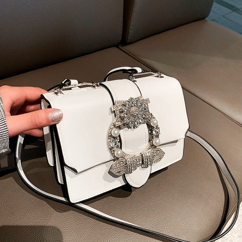Women's Designer PU Leather Handbag – Diamond Lock Shoulder Bag