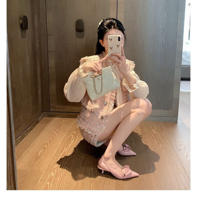 Women's Low-Cut Pointed Hollow Flower High Heels