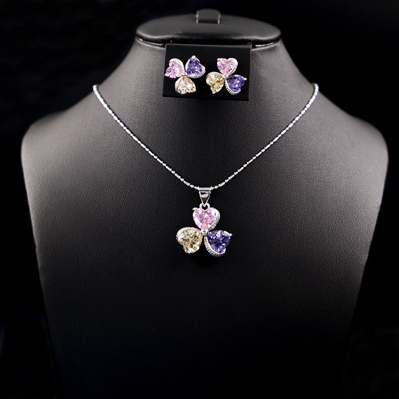 Clover Zircon Jewelry Set for Women