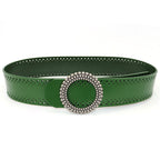 Women's Green Leather No-Hole Belt