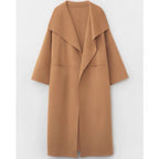 Lapel Coat Double-sided Wool Cashmere Side Split Long Coat For Women