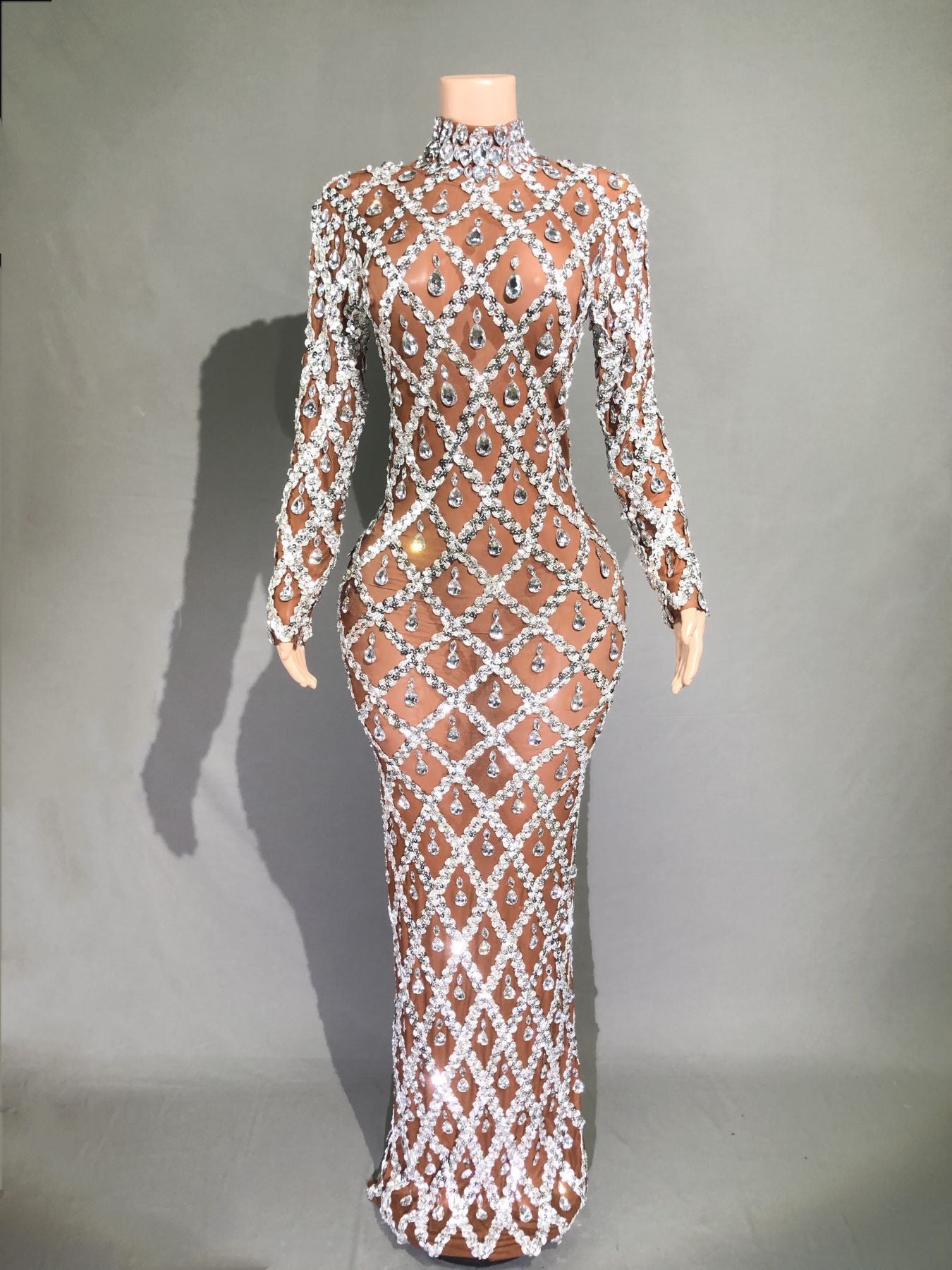 Shiny Rhinestone Women's Evening Party Formal Dress