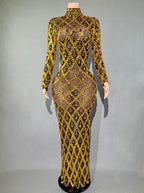 Shiny Rhinestone Women's Evening Party Formal Dress