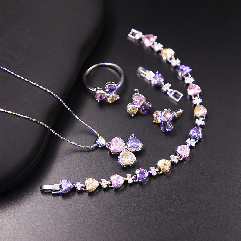 Clover Zircon Jewelry Set for Women