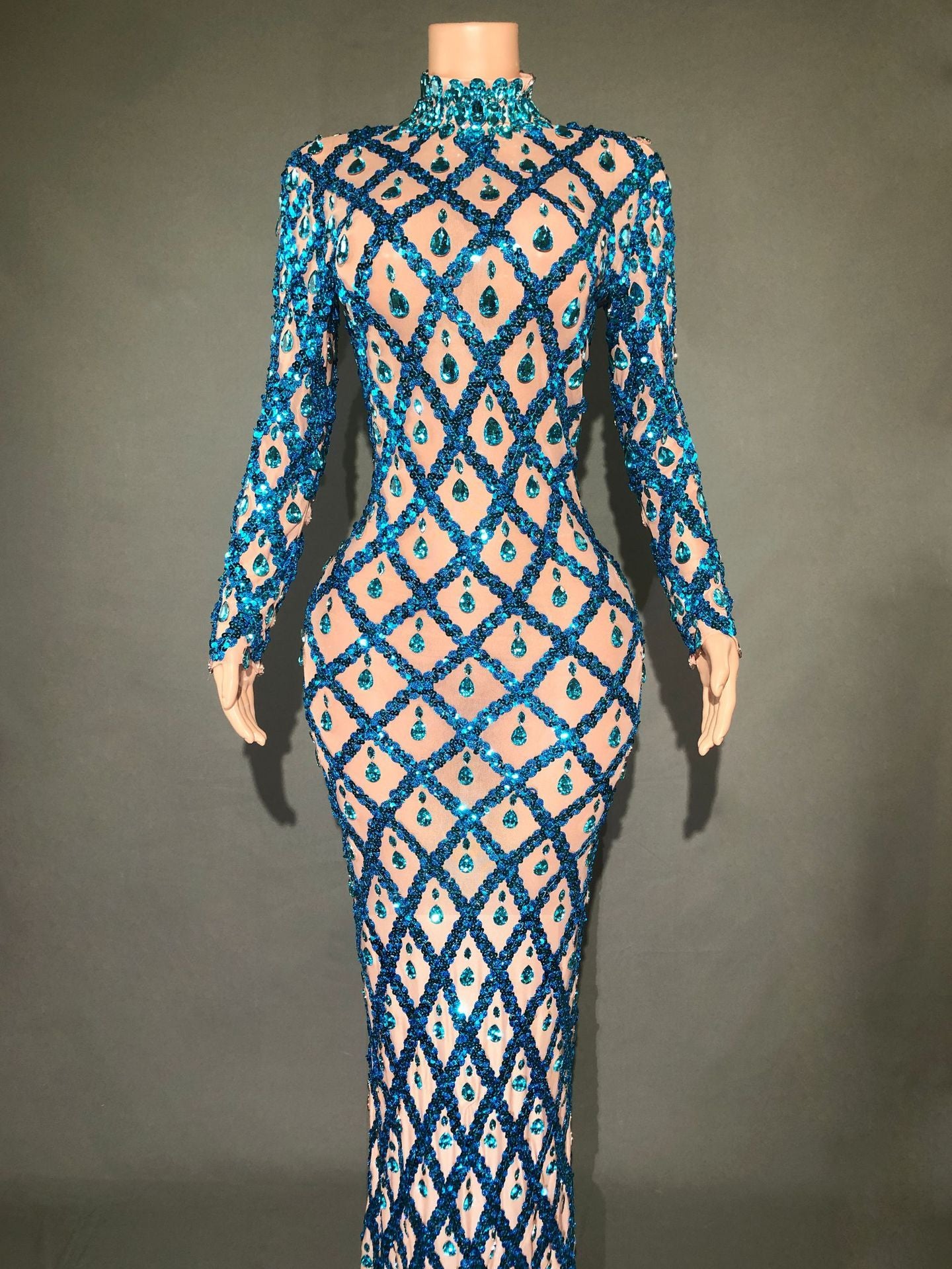 Shiny Rhinestone Women's Evening Party Formal Dress